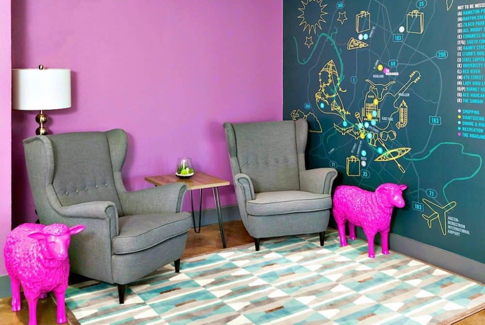 A quirky and colorful budget boutique hotel in Austin