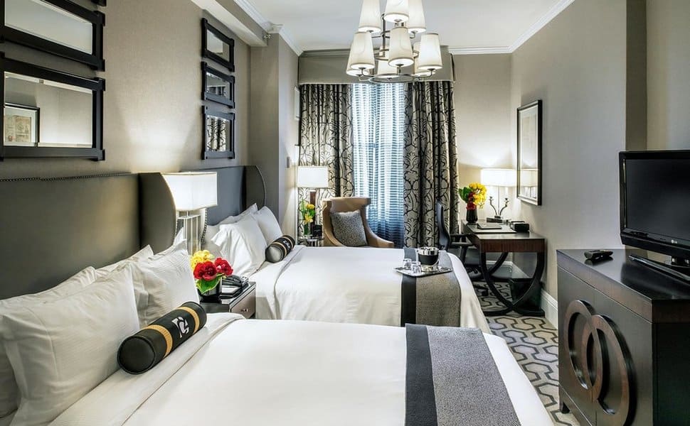 Insider view of bedroom at Copley Square Hotel in Boston
