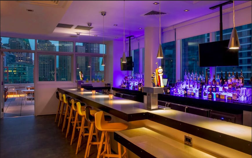 An insider bar view at Yotel Boston