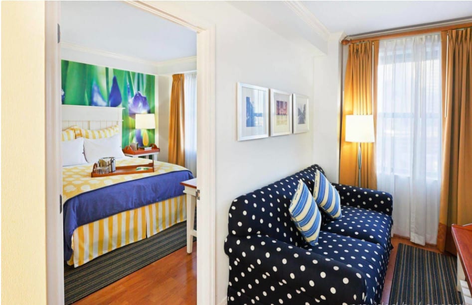 Look at bedroom in Hotel Indigo Downtown in Dallas