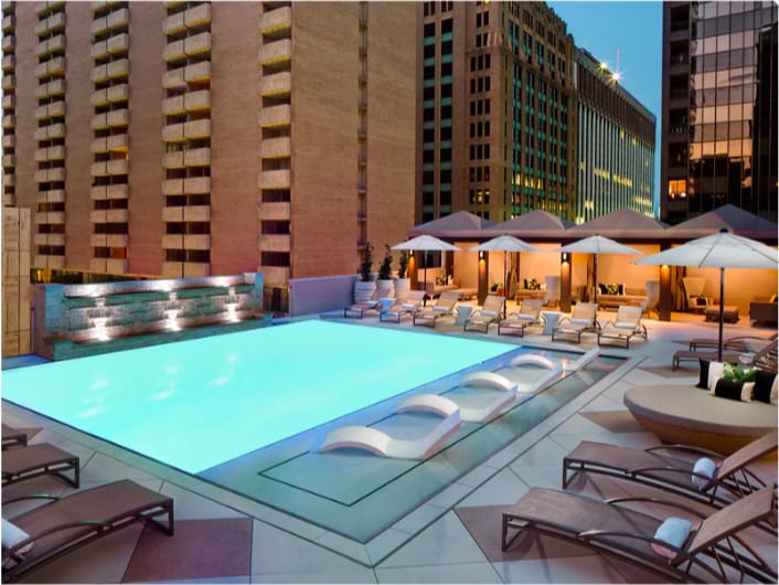 Pool at The Adolphus hotel in Dallas