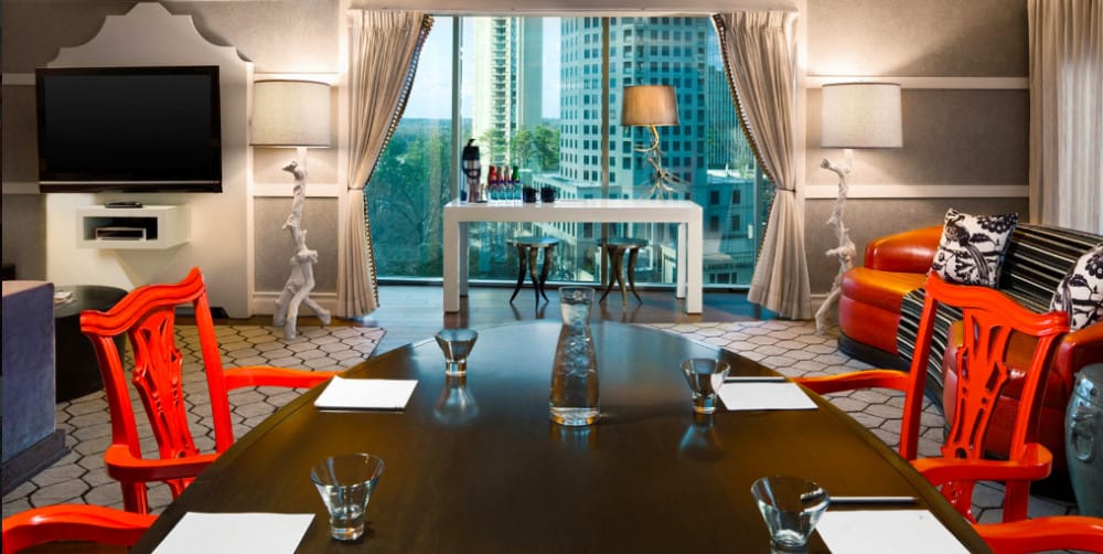 A dining room table View in W hotel Atlanta