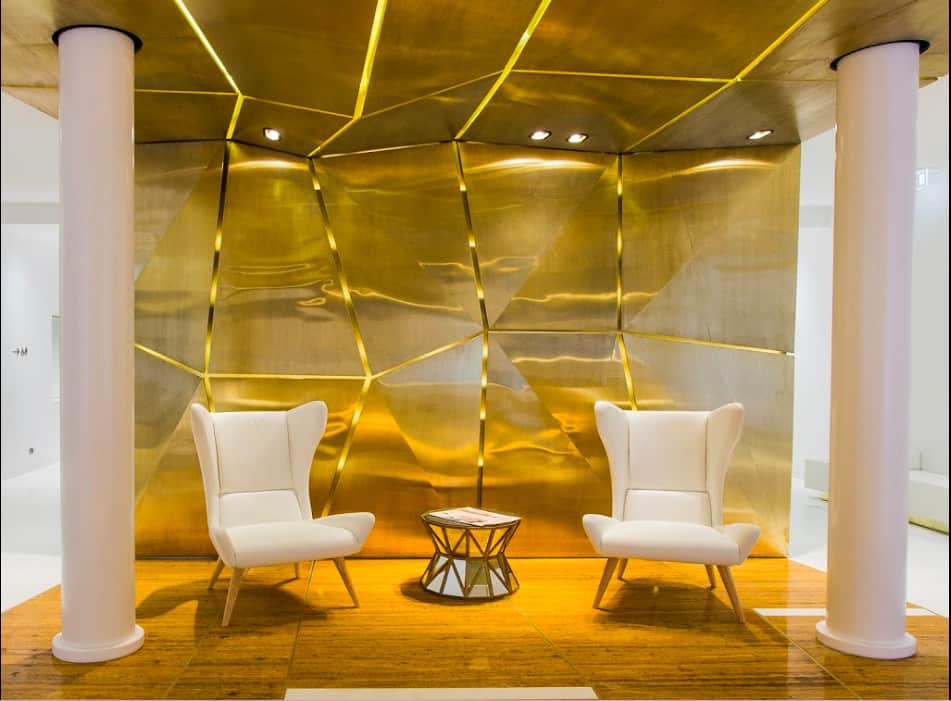 A golden light chair view at Portugal boutique hotel in Lisbon