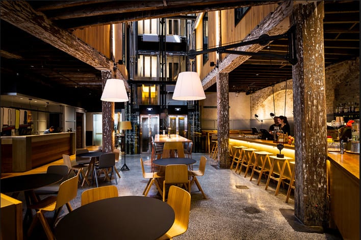 Dining room view at The Wool store 1888 by Ovolo hotel in Sydney