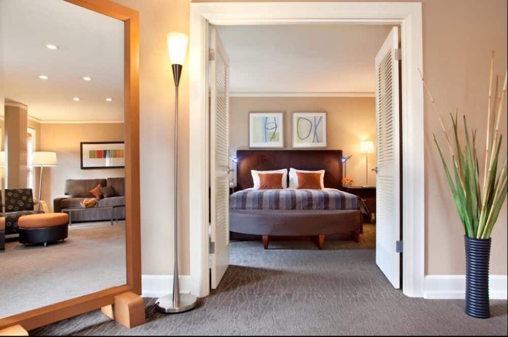 Chic and romantic hotel bedroom Seattle