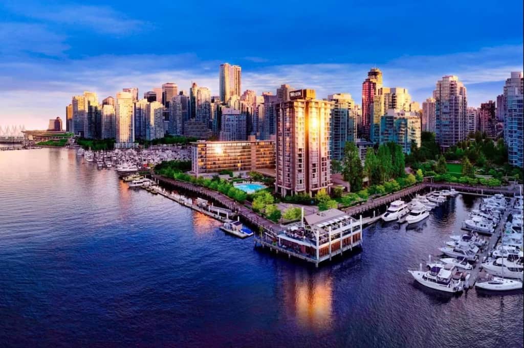 Beautiful drone shot of Vancouver Canada