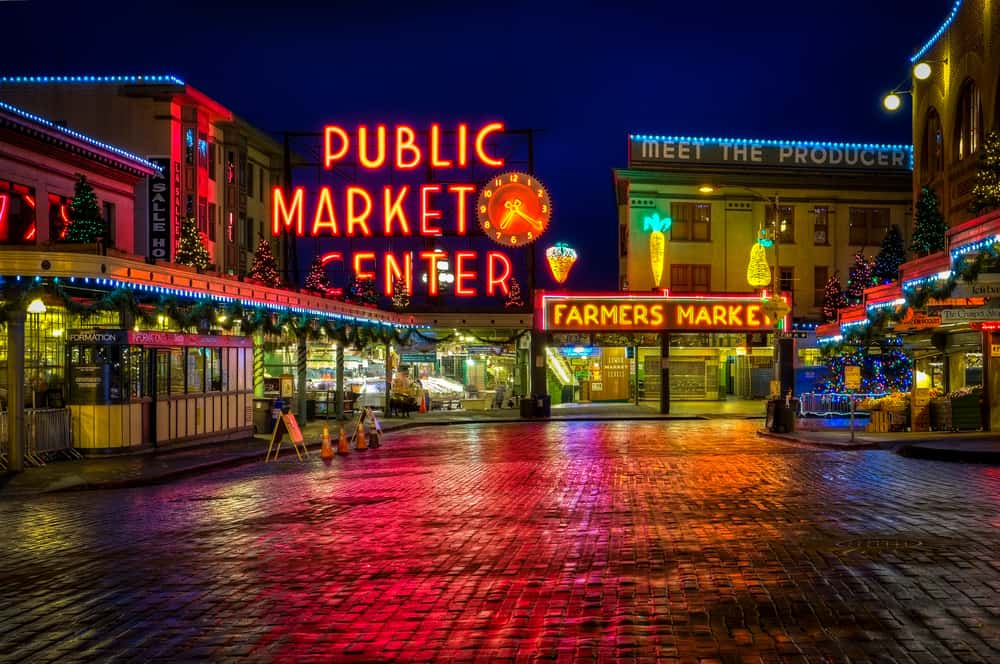 Seattle market at night