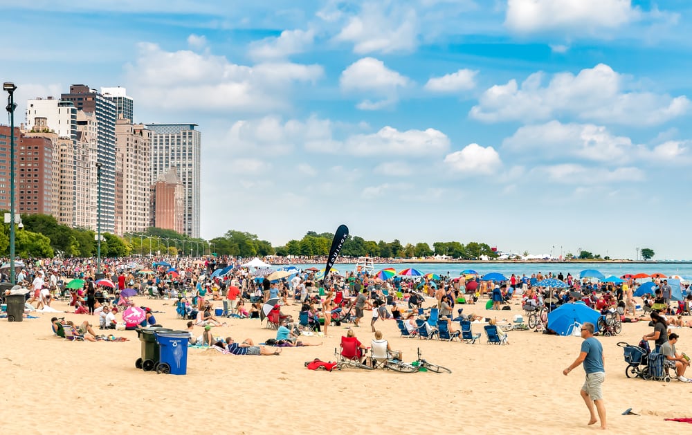 Chicago, Illinois beach in the summer