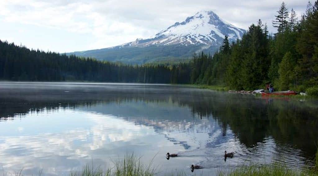 Mount Hood above Trillium Lake in Mount Hood National Forest