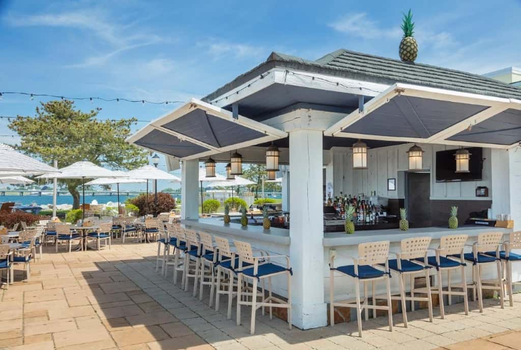 An open bar under sky at Gurney's Newport Resort & Marina hotel in Newport RI