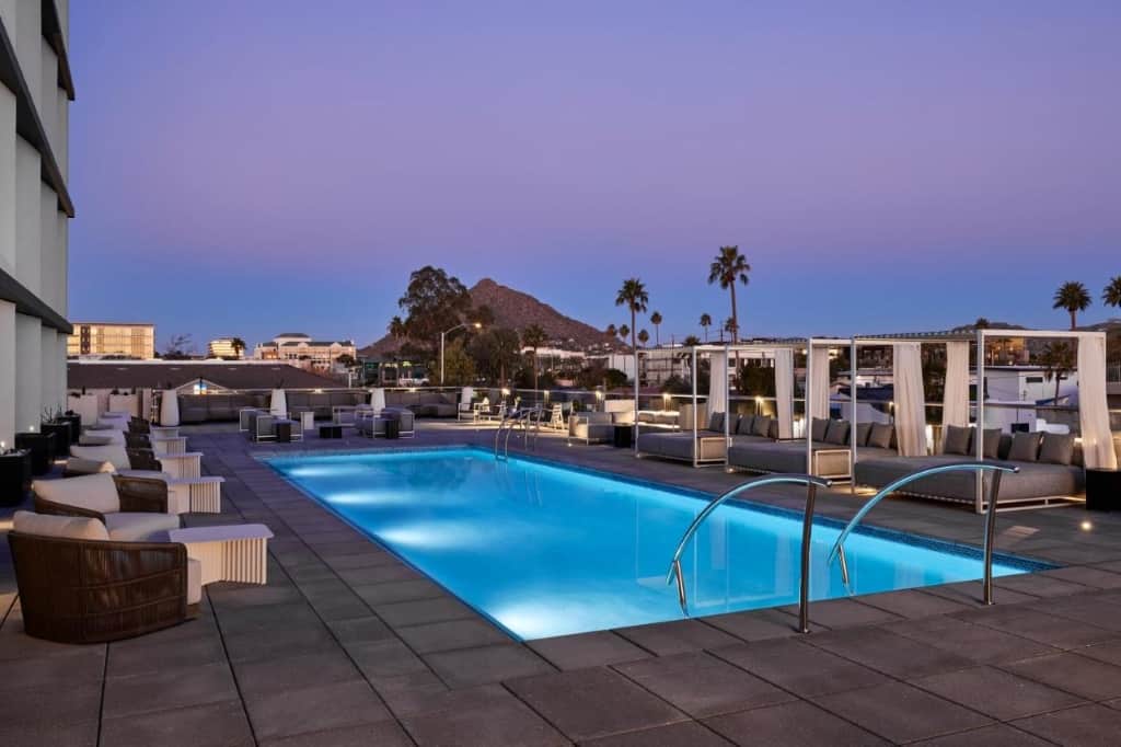 An open swimming pool view at hotel Senna House Scottsdale