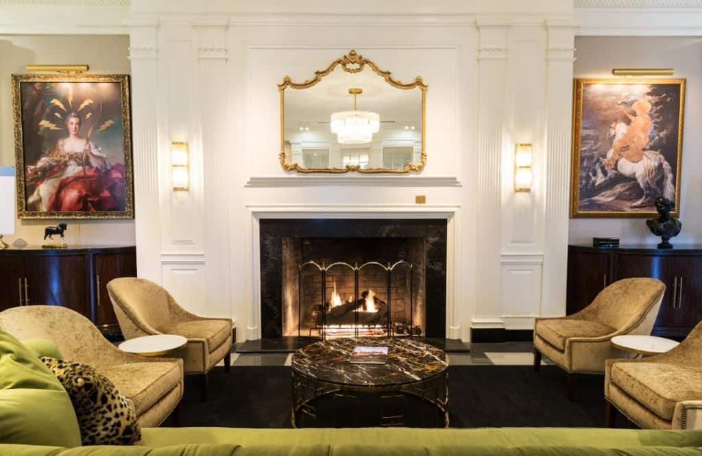 View of fire place inside a bedroom of Hotel The Cavalier at Virginia Beach