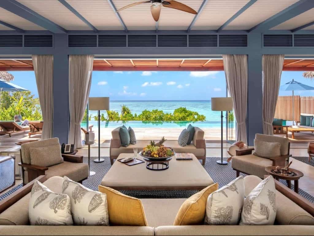 Raffles Maldives Meradhoo - an elegant, trendy and unique boutique resort offering both a beach island and overwater experience